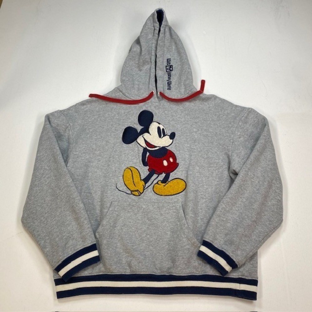 Disney Mickey Mouse Walt Disney World Gray Hoodie Chenille Patch Adult Medium